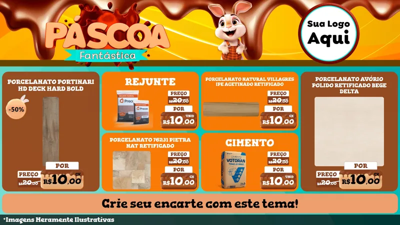 Modelo de TV para TV Horizontal com o tema Páscoa Fantástica para Pisos e revestimentos