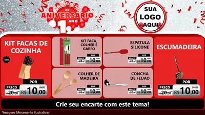 Modelo de TV para TV Horizontal com o tema Promoção de Aniversário - 1 Ano para Utilidades Domésticas