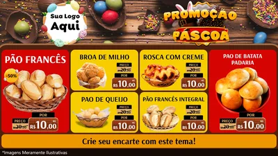 Modelo de TV para TV Horizontal com o tema Promoção Páscoa para Padaria