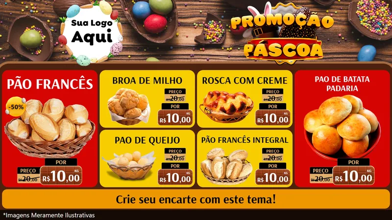 Modelo de TV para TV Horizontal com o tema Promoção Páscoa para Padaria