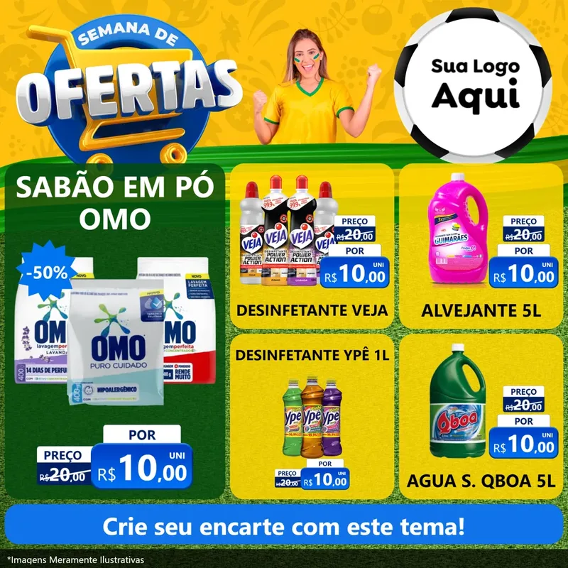 Modelo de Rede Social para Feed Facebook com o tema Semana de Ofertas - Copa para Produtos de Limpeza