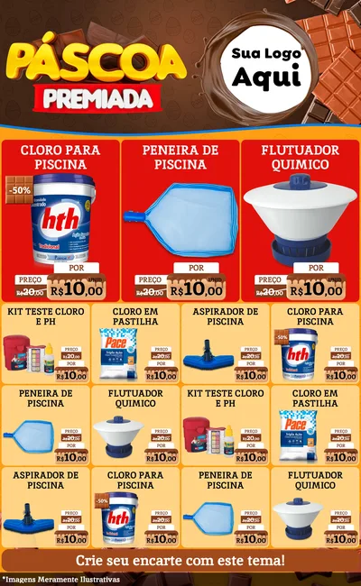 Modelo de Encarte para Encarte Grande com o tema Páscoa Premiada para Produtos para Piscina