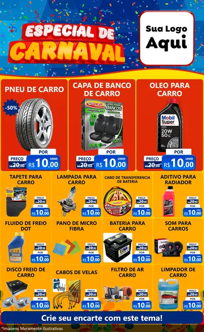 Modelo de Encarte para Encarte Grande com o tema Especial de Carnaval para Auto peças