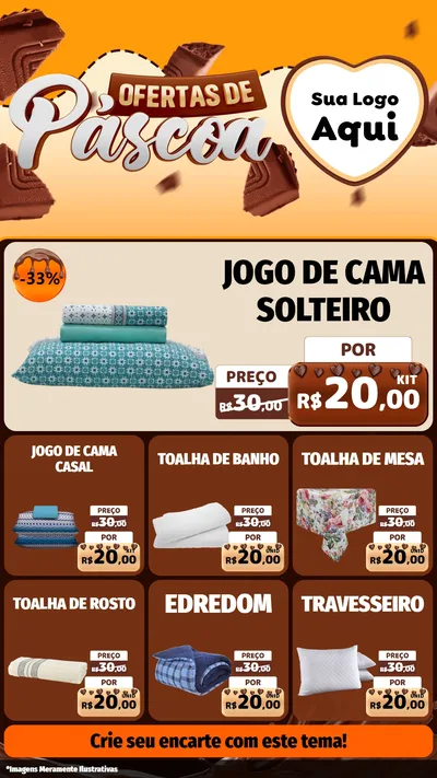 Modelo de Rede Social para Stories com o tema Ofertas de Páscoa para Cama, Mesa e Banho