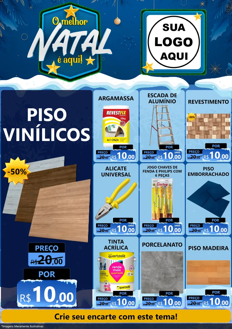 Modelo de Encarte para Encarte A4 Vertical com o tema O Melhor Natal É Aqui! para Material para Construção