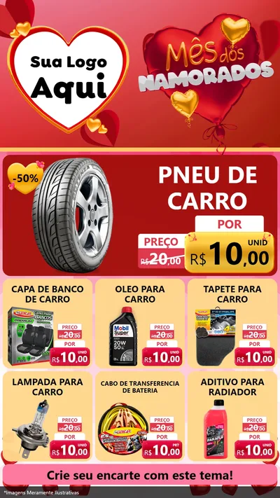 Modelo de Rede Social para Stories com o tema Mês dos Namorados para Auto peças