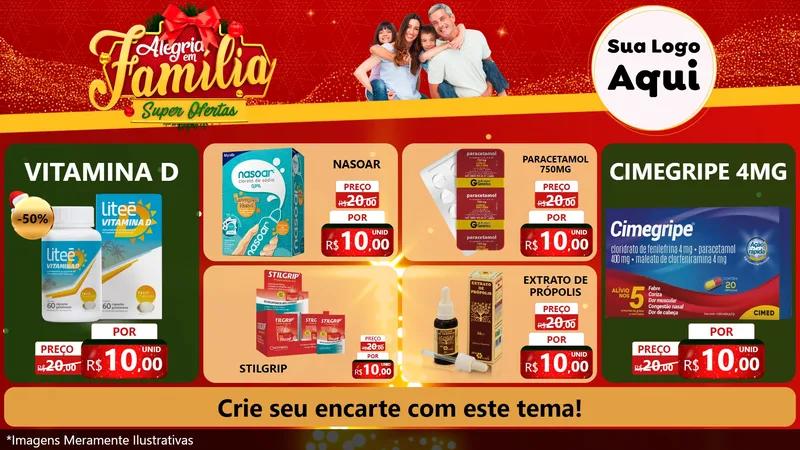 Modelo de TV para TV Horizontal com o tema Alegria em Família Super Ofertas - Natal para Farmácia