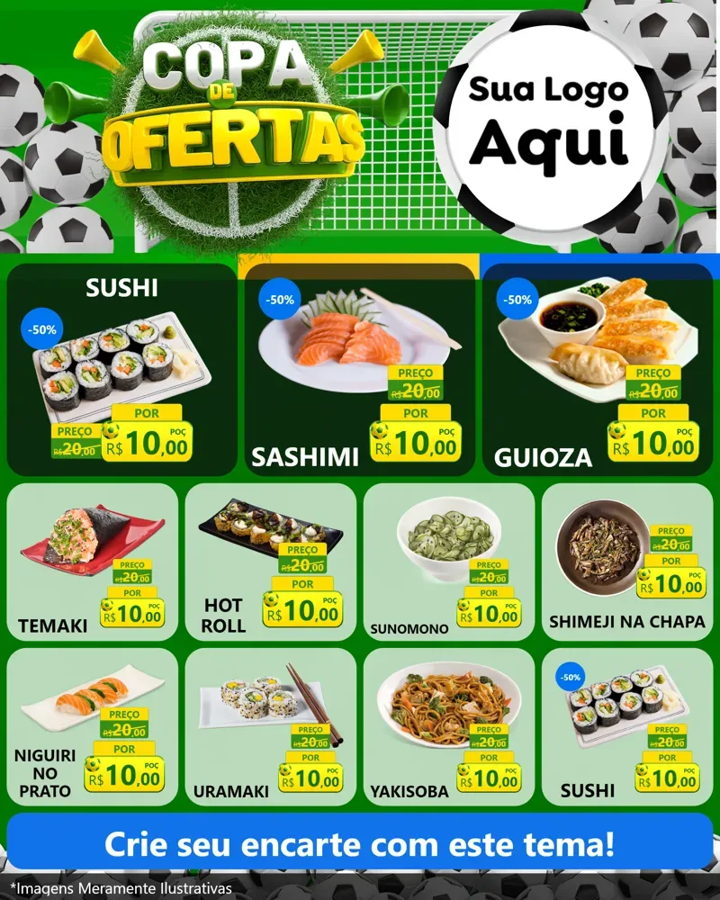 Modelo de Rede Social para Feed Instagram com o tema Copa De Ofertas para Comida japonesa