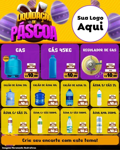 Modelo de Rede Social para Feed Instagram com o tema Liquidação de Páscoa para Água e gás