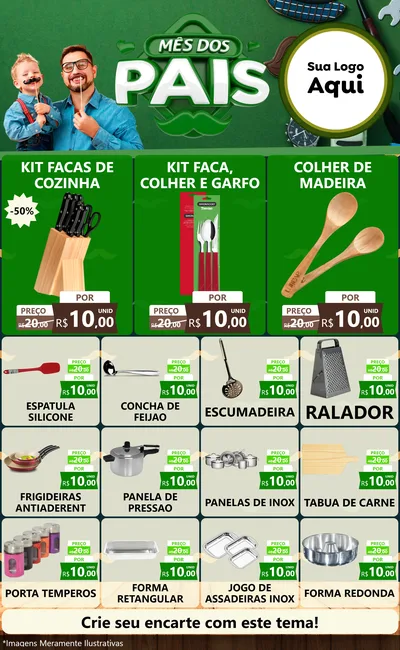 Modelo de Encarte para Encarte Grande com o tema Mês dos Pais para Utilidades Domésticas