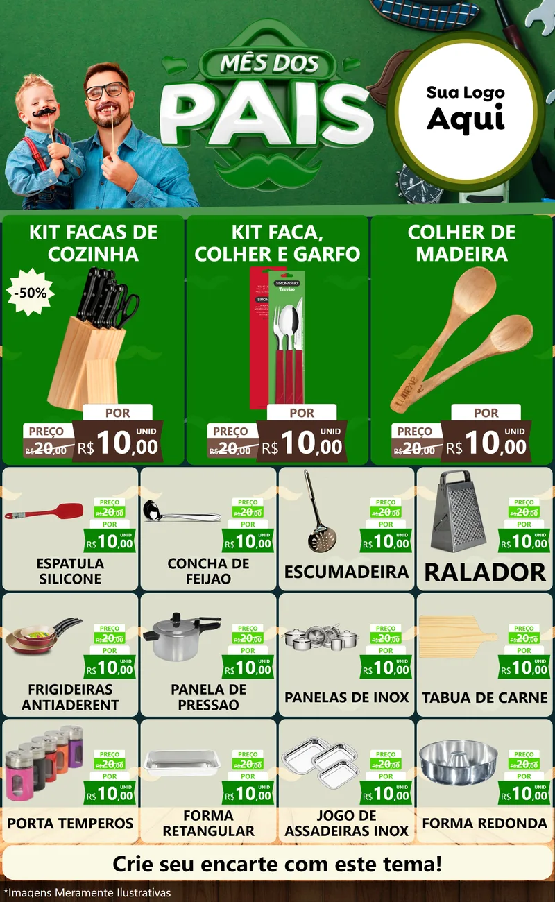 Modelo de Encarte para Encarte Grande com o tema Mês dos Pais para Utilidades Domésticas