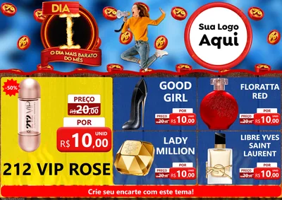 Modelo de Encarte para Encarte A4 Horizontal com o tema Dia I - O Dia Mais Barato Do Mês para Perfumes