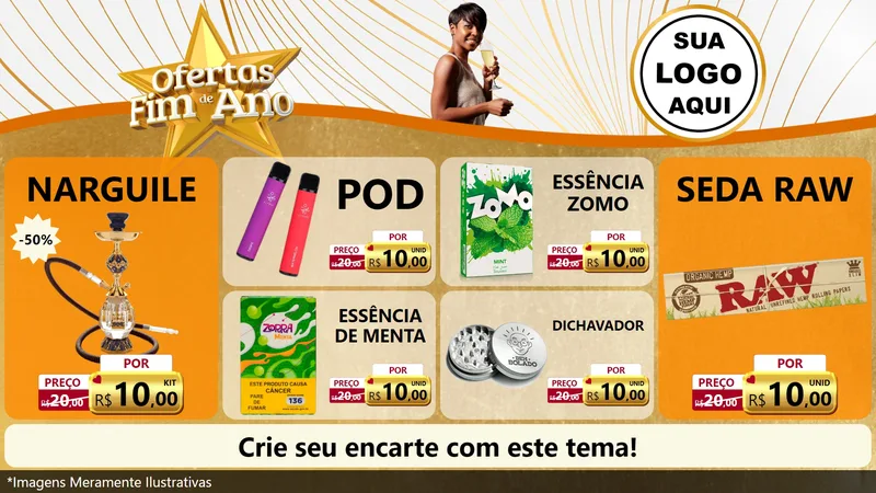 Modelo de TV para TV Horizontal com o tema Ofertas Fim de Ano para Tabacaria