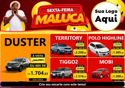 Modelo de Encarte para Encarte A4 Horizontal com o tema Sexta-feira Maluca para Concessionaria de Carros