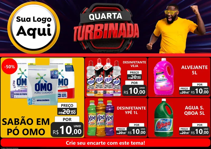 Modelo de Encarte para Encarte A4 Horizontal com o tema Quarta Turbinada para Produtos de Limpeza
