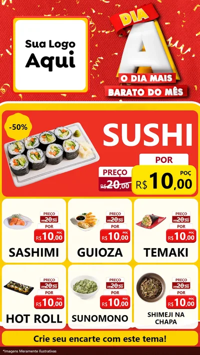 Modelo de Rede Social para Stories com o tema Dia A o Dia Mais Barato do Mês para Comida japonesa