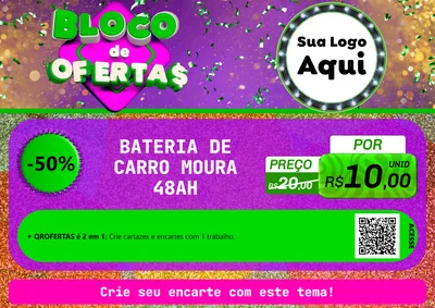Modelo de Cartaz para Cartaz A4 Horizontal com o tema Bloco de Ofertas para Baterias Elétricas