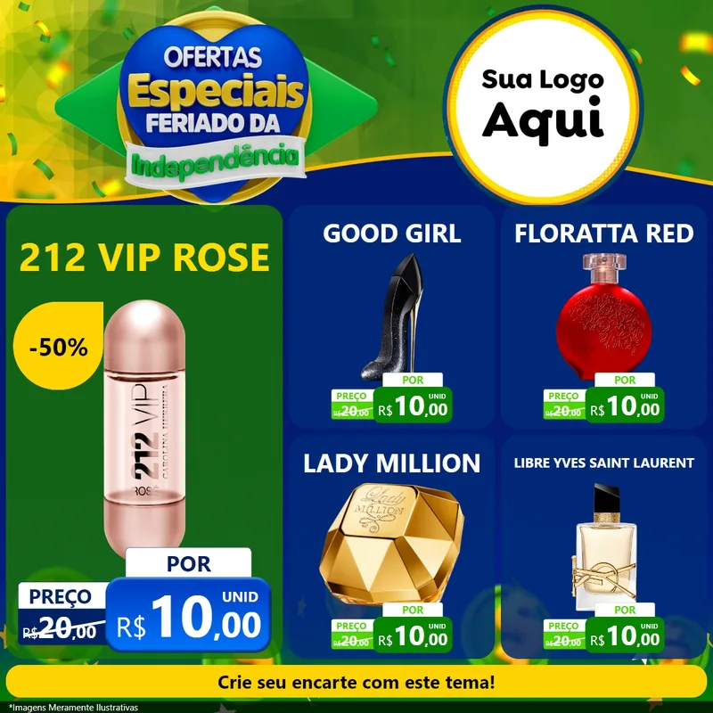 Modelo de Rede Social para Feed Facebook com o tema Ofertas Especiais Feriado da Independência para Perfumes