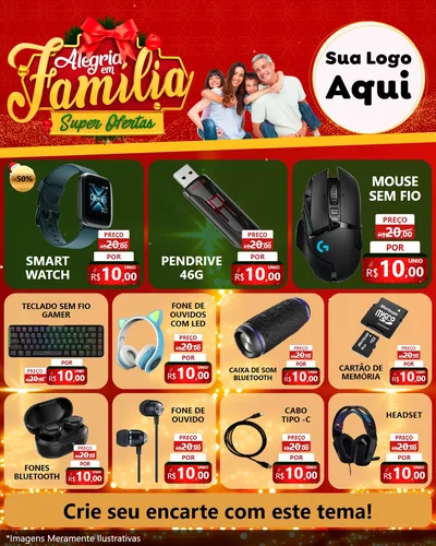 Modelo de Rede Social para Feed Instagram com o tema Alegria em Família Super Ofertas - Natal para Informática