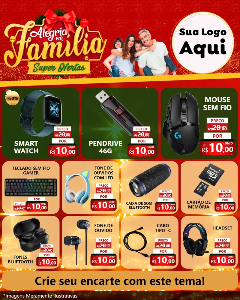 Modelo de Rede Social para Feed Instagram com o tema Alegria em Família Super Ofertas - Natal para Informática
