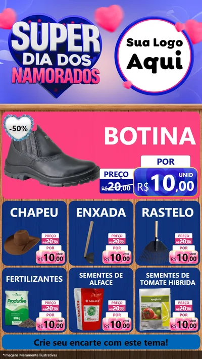 Modelo de Rede Social para Stories com o tema Super Dia dos Namorados para Agropecuária