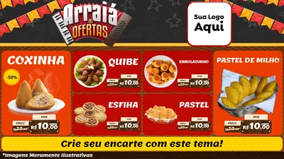 Modelo de TV para TV Horizontal com o tema Arraiá de Ofertas - Junina para Salgadaria