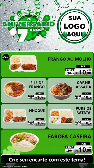 Modelo de TV para TV Vertical com o tema Promoção de Aniversário - 7 Anos para Restaurante