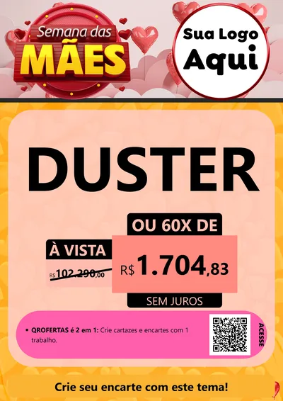 Modelo de Cartaz para Cartaz A4 Vertical com o tema Semana das Mães para Concessionaria de Carros