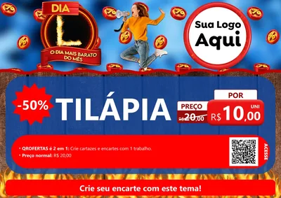 Modelo de Cartaz para Cartaz A4 Horizontal com o tema Dia L - O Dia Mais Barato Do Mês para Peixaria