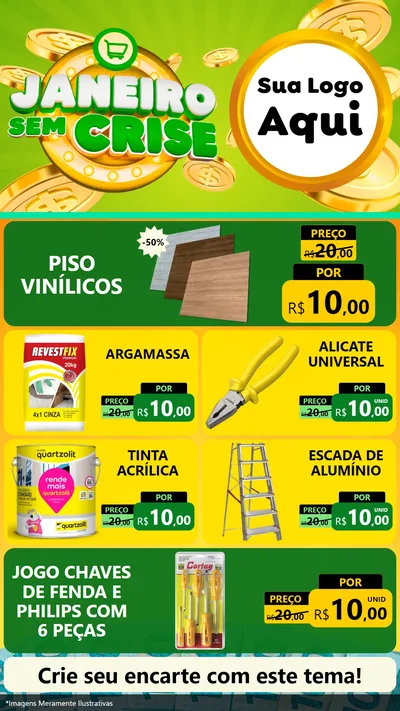 Modelo de TV para TV Vertical com o tema Janeiro Sem Crise para Material para Construção