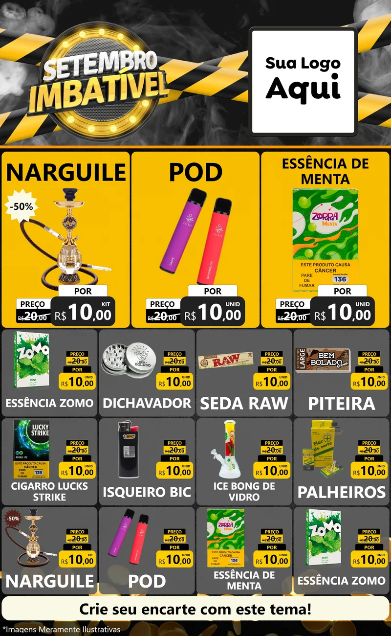 Modelo de Encarte para Encarte Grande com o tema Setembro Imbatível para Tabacaria