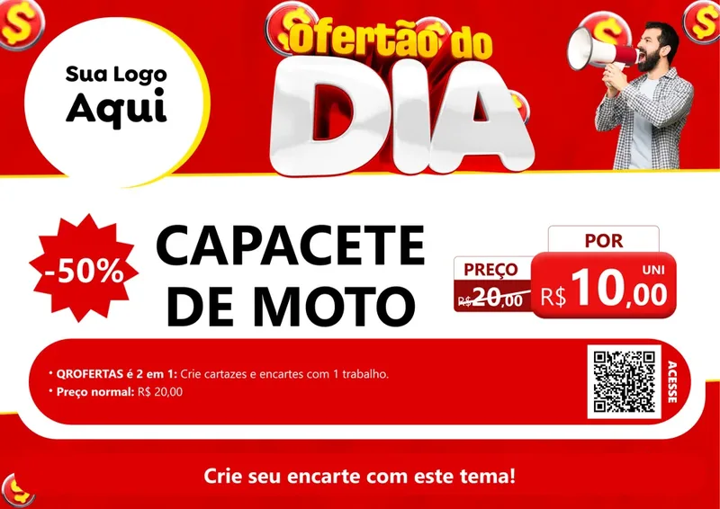 Modelo de Cartaz para Cartaz A4 Horizontal com o tema Ofertão do dia para Moto peças