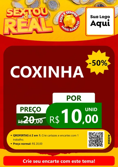 Modelo de Cartaz para Cartaz A4 Vertical com o tema Sextou do Real para Salgadaria
