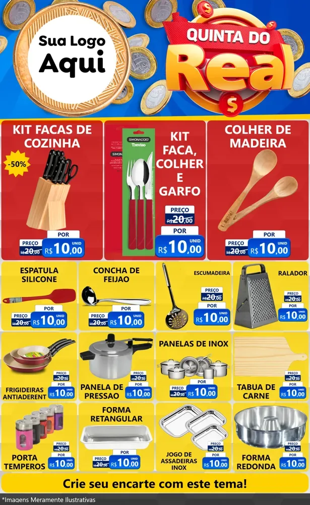 Modelo de Encarte para Encarte Grande com o tema Quinta do Real para Utilidades Domésticas