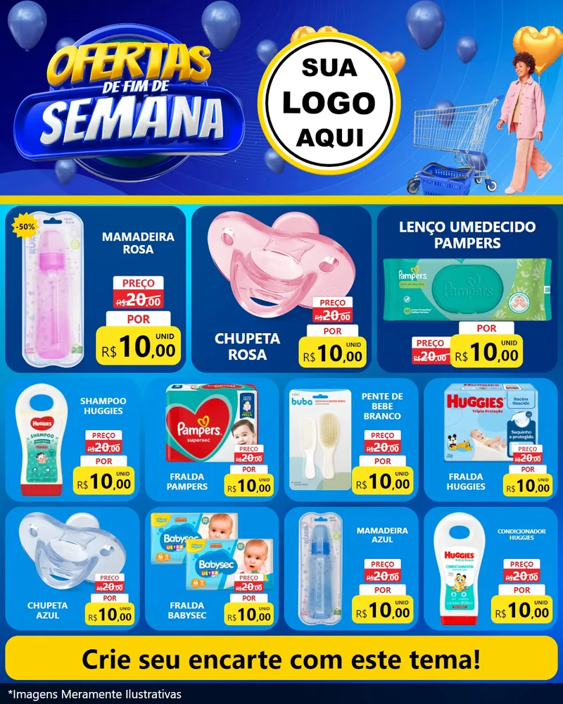 Modelo de Rede Social para Feed Instagram com o tema Ofertas de Fim de Semana para Bebês