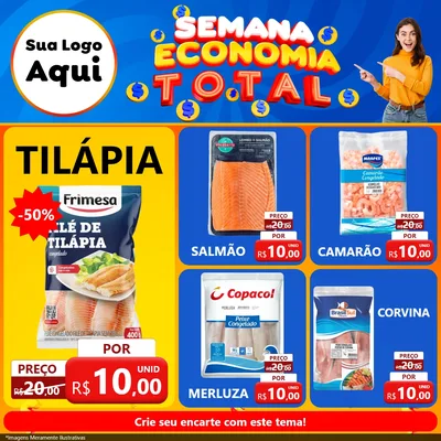 Modelo de Rede Social para Feed Facebook com o tema Semana Economia Total para Peixaria
