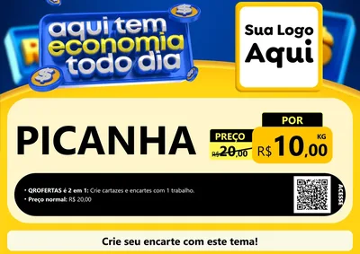 Modelo de Cartaz para Cartaz A4 Horizontal com o tema Aqui Tem Economia Todo Dia para Açougue