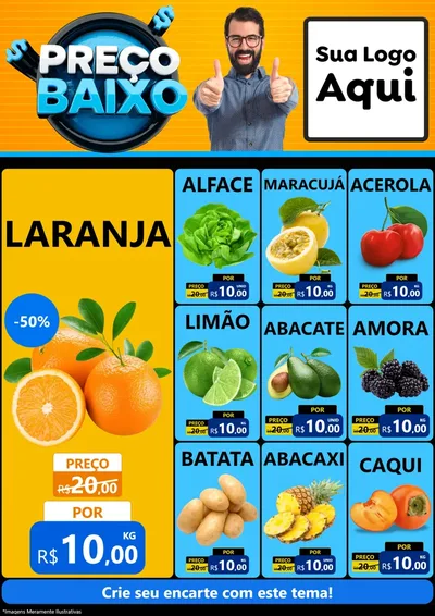 Modelo de Encarte para Encarte A4 Vertical com o tema Preço Baixo para Hortifrúti