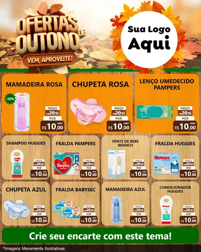 Modelo de Rede Social para Feed Instagram com o tema Ofertas de Outono - Vem, Aproveite! para Bebês
