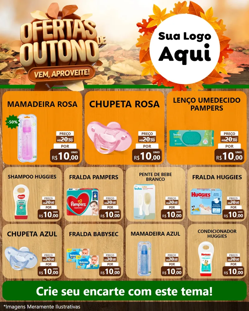Modelo de Rede Social para Feed Instagram com o tema Ofertas de Outono - Vem, Aproveite! para Bebês