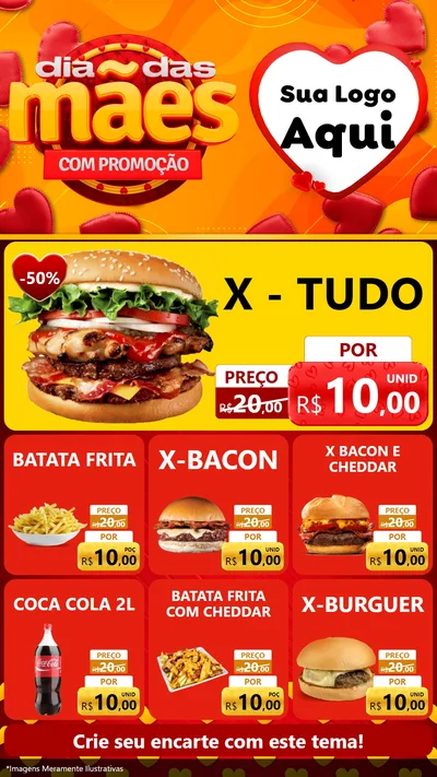 Modelo de Rede Social para Stories com o tema Dia das Mães com Promoção para Hamburgueria