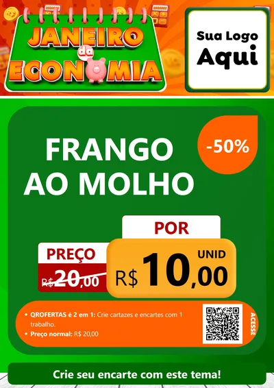 Modelo de Cartaz para Cartaz A4 Vertical com o tema Janeiro da Economia para Restaurante