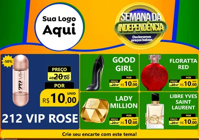 Modelo de Encarte para Encarte A4 Horizontal com o tema Semana da Independência Declaramos Preços Baixos para Perfumes