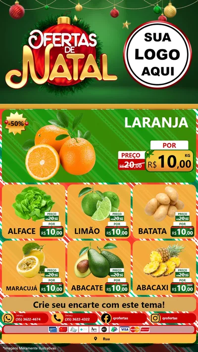 Modelo de Rede Social para Stories com o tema Ofertas de Natal para Hortifrúti