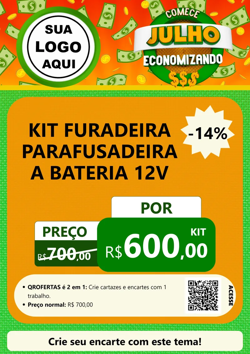 Modelo de Cartaz para Cartaz A4 Vertical com o tema Comece Julho Economizando para Maquinas e Ferramentas
