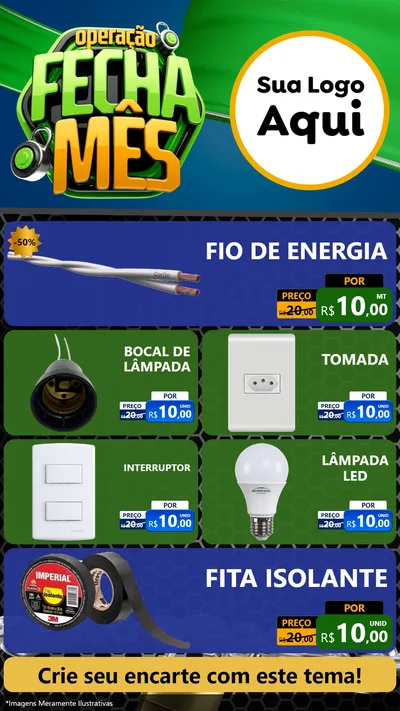Modelo de TV para TV Vertical com o tema Operação Fecha Mês para Materiais Elétricos