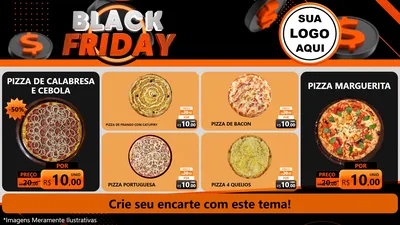 Modelo de TV para TV Horizontal com o tema Black Friday para Pizzaria