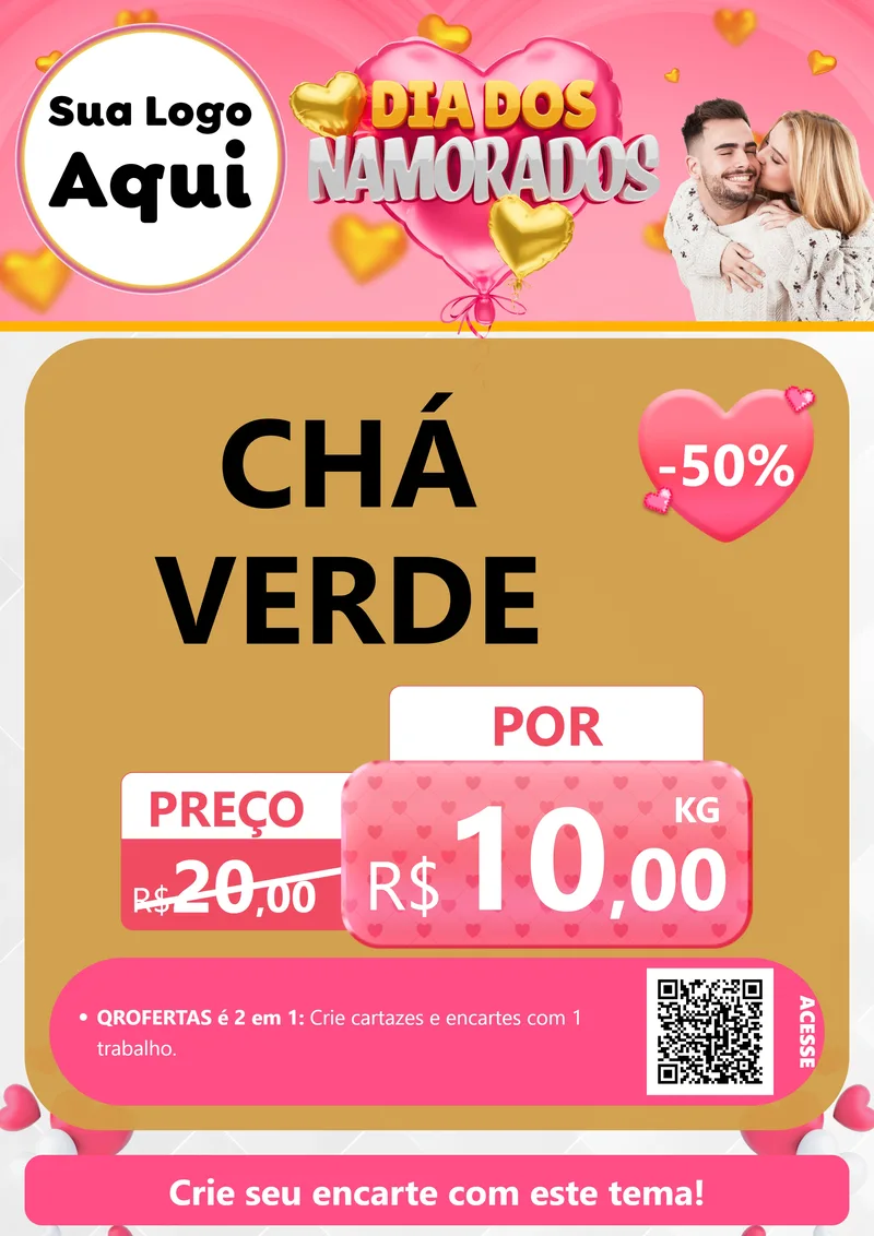 Modelo de Cartaz para Cartaz A4 Vertical com o tema Dia dos Namorados para Produtos Naturais
