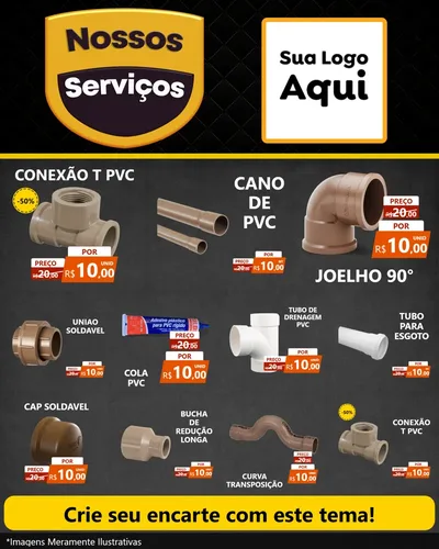 Modelo de Rede Social para Feed Instagram com o tema Nossos Serviços para Tubos e conexões