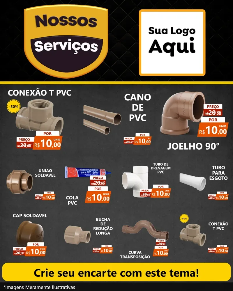 Modelo de Rede Social para Feed Instagram com o tema Nossos Serviços para Tubos e conexões